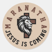 Maranatha Jezus komt Ronde Sticker (Voorkant)