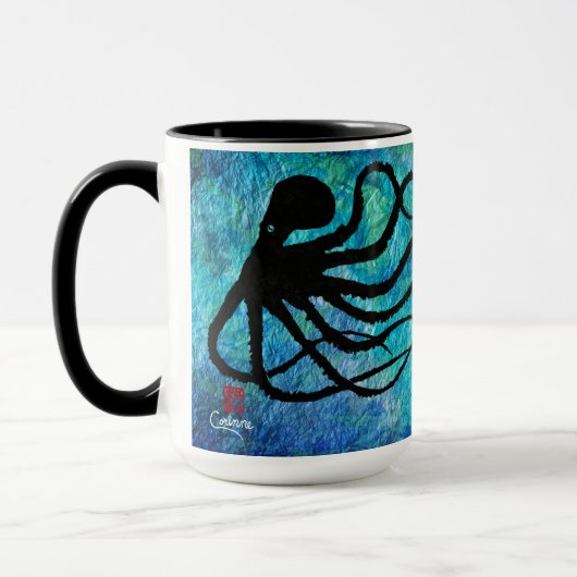 Maranda's octopus op Aqua - Mok van 15 oz (Links)