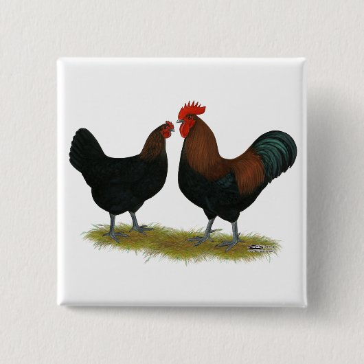 Marans Black Copper Vierkante Button 5,1 Cm (Voorkant)