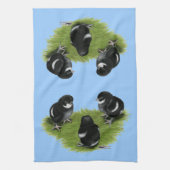 Marans Zwarte Koperen Kuikens Theedoek (Verticaal)