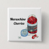 Maraschino Cherries Vierkante Button 5,1 Cm (Voorkant)