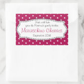 Maraschino kersen rode sticker op het etiket (Tas)