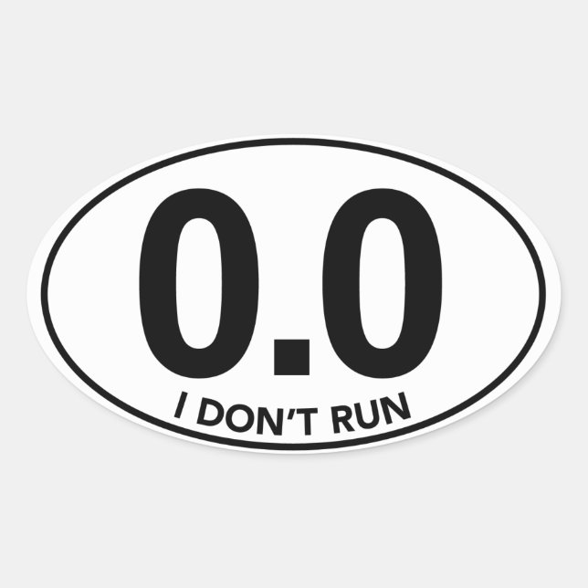Marathon 0.0 Ik ren geen ovaal sticker. Ovale Sticker (Voorkant)
