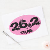Marathon 26.2 Trail Ovaal Decal Zwart Op Roze Ovale Sticker (Envelop)