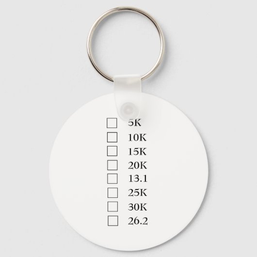 "Marathon Checklist" Sleutelhanger (Voorkant)