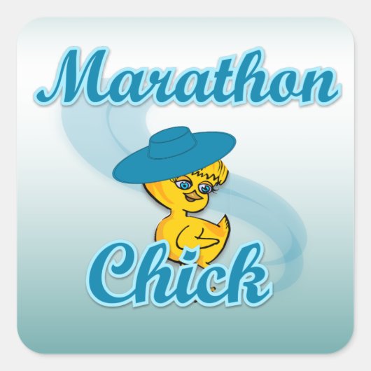 Marathon Chick #3 Vierkante Sticker (Voorkant)