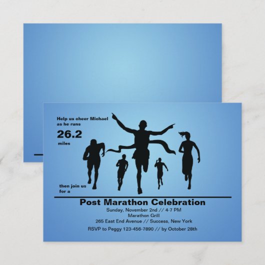 Marathon Finish Uitnodiging (Voorkant / Achterkant)