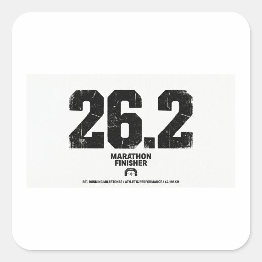 Marathon Finisher 26,2 Miles Hardlopen Cadeau Vierkante Sticker (Voorkant)