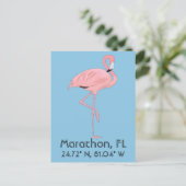 Marathon FL Keys Flamingo Breedtegraad Lengtegraad Briefkaart (Staand voorkant)