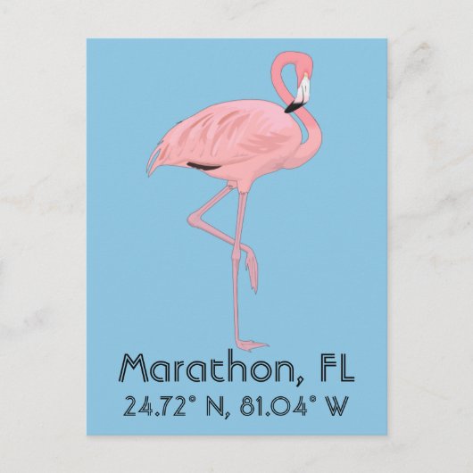 Marathon FL Keys Flamingo Breedtegraad Lengtegraad Briefkaart (Voorkant)