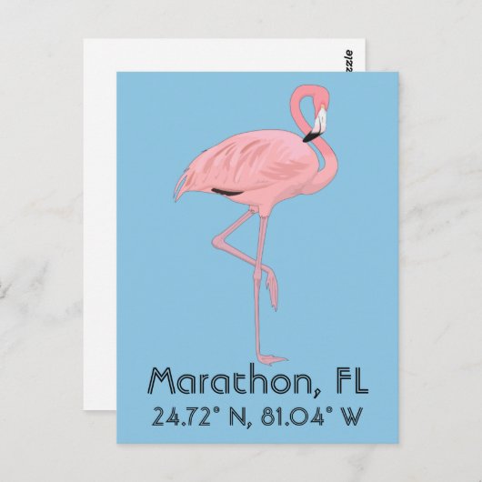 Marathon FL Keys Flamingo Latitude Longitude Briefkaart (Voorkant / Achterkant)