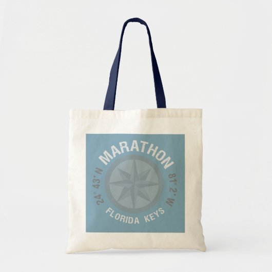 Marathon Florida Keys Nautical Latitude Longitude Tote Bag (Voorkant)