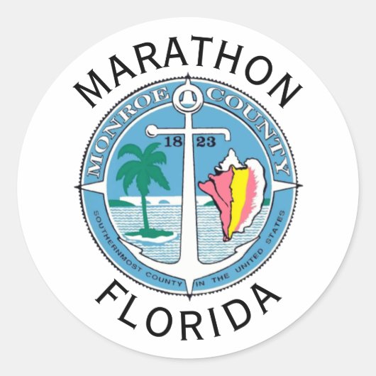 Marathon - Florida Keys Ronde Sticker (Voorkant)
