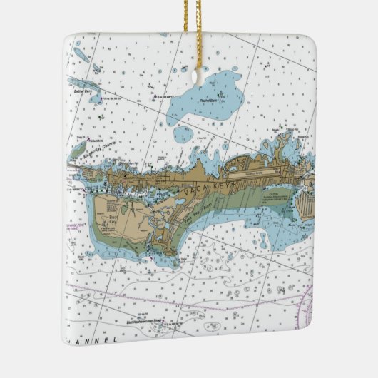 Marathon Florida Nautical Chart Vaca Key Keramisch Ornament (Rechts)