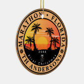 Marathon Florida Retro Sunset Palm Tree 80s Keramisch Ornament (Rechts)