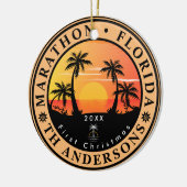 Marathon Florida Retro Sunset Palm Tree 80s Keramisch Ornament (Links)