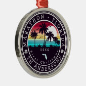 Marathon Florida Retro Sunset Palm Tree 80s Metalen Ornament (Rechts)