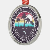 Marathon Florida Retro Sunset Palm Tree 80s Metalen Ornament (Links)