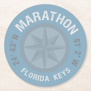 marathon florida sleutels breedtegraad nautische ronde kartonnen onderzetter