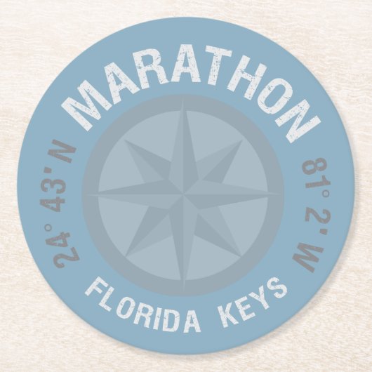 marathon florida sleutels breedtegraad nautische ronde kartonnen onderzetter (Voorkant)