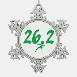 Marathon, groen 26.2 tin sneeuwvlok ornament