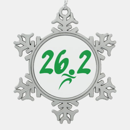 Marathon, groen 26.2 tin sneeuwvlok ornament (Voorkant)