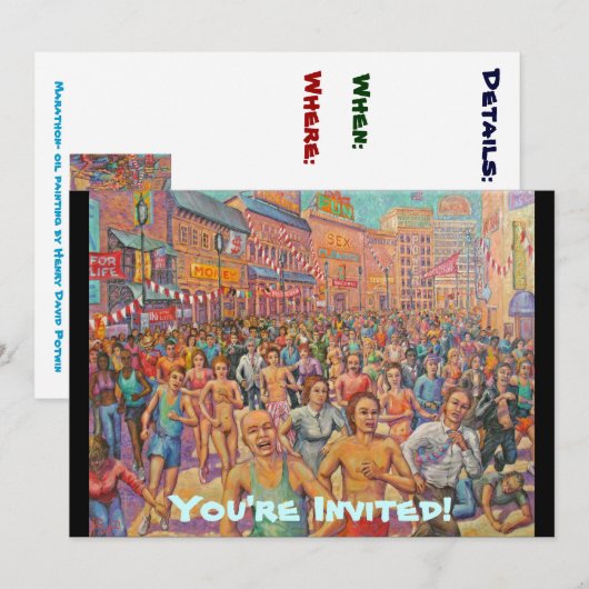 Marathon-Je bent uitgenodigd. Kaart (Voorkant / Achterkant)