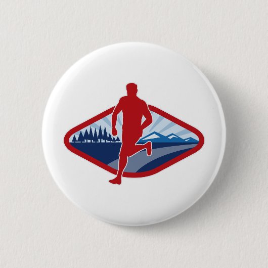 Marathon kruist de rijdende wegwerper ronde button 5,7 cm (Voorkant)