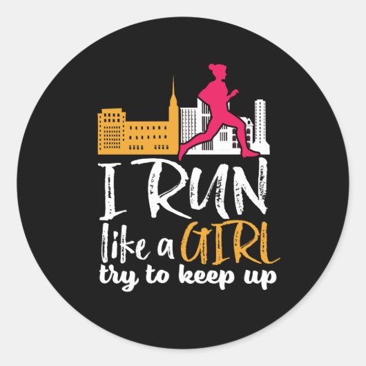 Marathon lopen als een meisje, probeer op te houde ronde sticker (Voorkant)