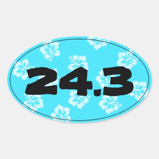 Marathon Run Finish Time Blauwe Hibiscus - Ovale Sticker (Voorkant)