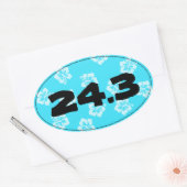 Marathon Run Finish Time Blauwe Hibiscus - Ovale Sticker (Envelop)
