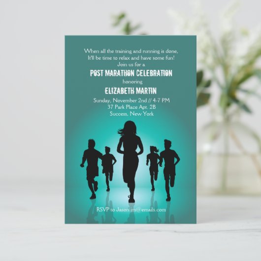 Marathon run - uitnodiging na marathon (Staand voorkant)