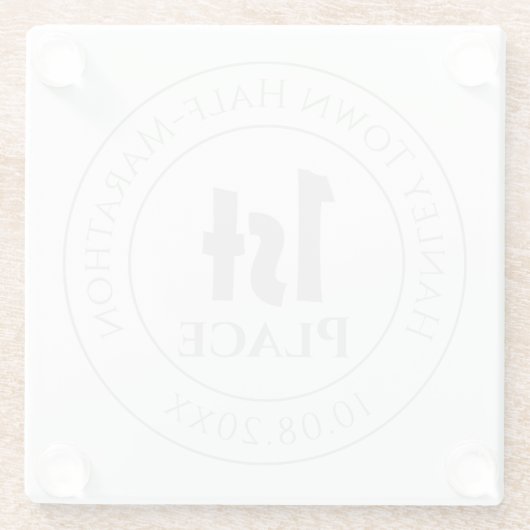 Marathon Runner eerste prijs Trophy Prijs Glazen Onderzetter (Achterkant)