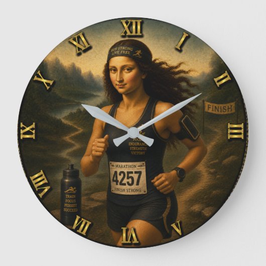 Marathon Runner Funny Mona Lisa Grote Klok (Voorkant)