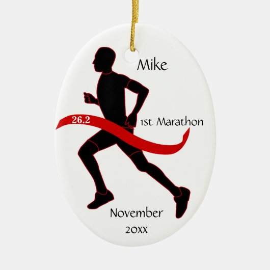Marathon Runner Ornament - Mannelijk rood (Voorkant)