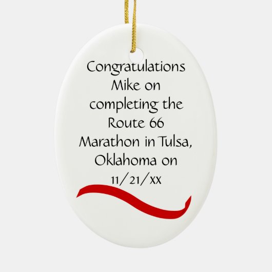 Marathon Runner Ornament - Mannelijk rood (Achterkant)