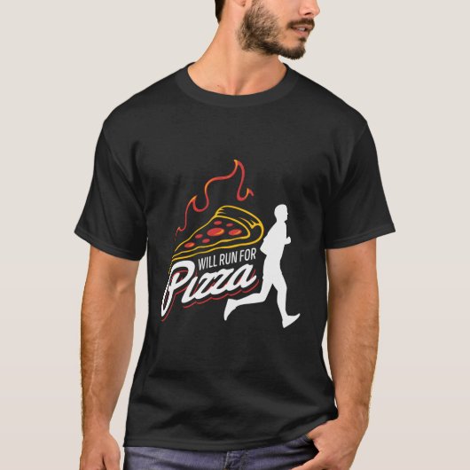 Marathon Runner Pride zal rennen voor pizza hardlo T-shirt (Voorkant)