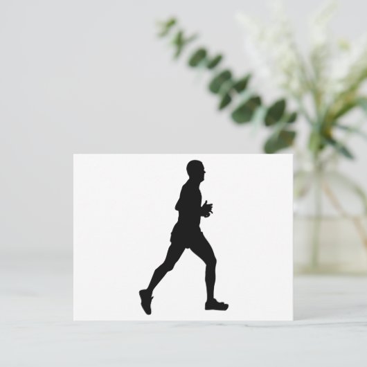Marathon Runner Silhouet Briefkaart (Staand voorkant)