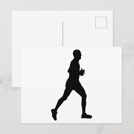 Marathon Runner Silhouet Briefkaart (Voorkant / Achterkant)