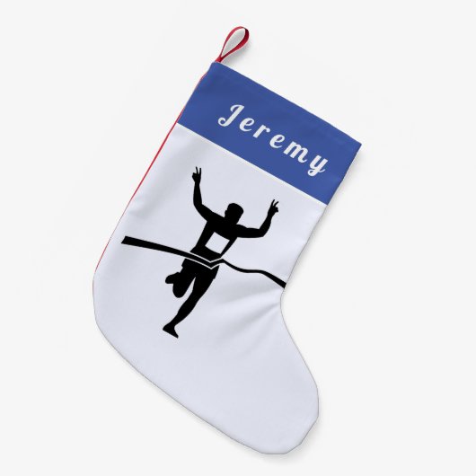 Marathon Runner Track Field Cross Land Kleine Kerstsok (Voorkant (Hangend))