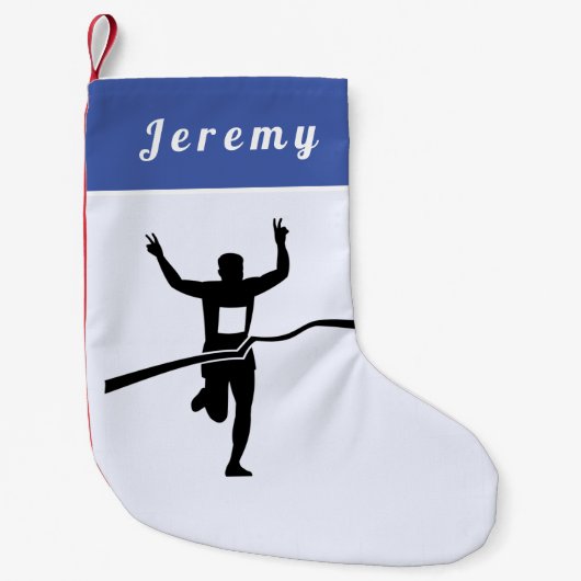 Marathon Runner Track Field Cross Land Kleine Kerstsok (Voorkant)