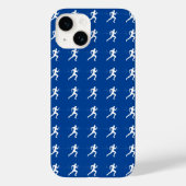 Marathon Runners & Hartslag Lijn op Blauw Case-Mate iPhone Case (Achterkant)