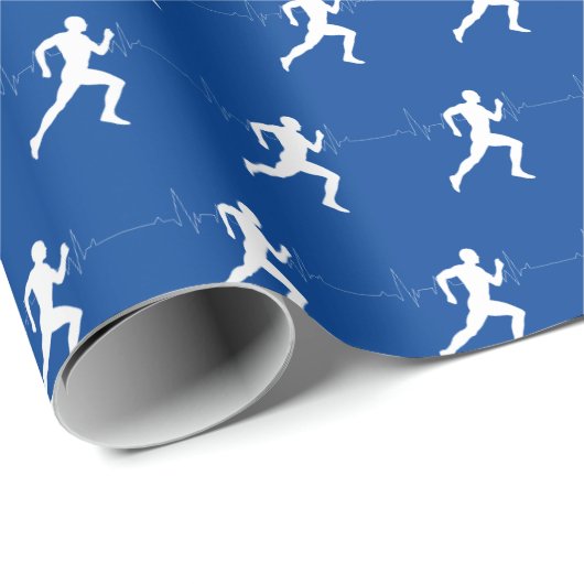 Marathon Runners op Blue Cadeaupapier (Rol Hoek)