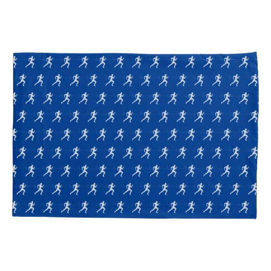 Marathon Runners op Blue Kussensloop (Achterkant-Links)