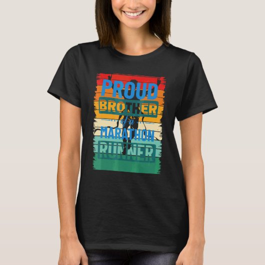 Marathon Runners Proud Brother  Retro T-shirt (Voorkant)