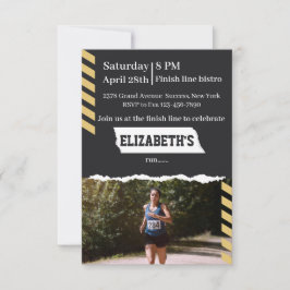 Marathon Running Party Invitation Runner Finisher Kaart
