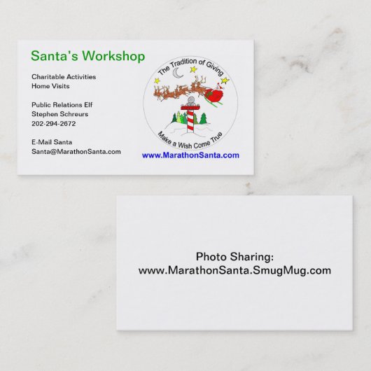 Marathon Santa Visitekaartjes (Voorkant / Achterkant)