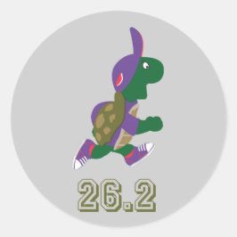 Marathon Turtle Runner in Paars Ronde Sticker