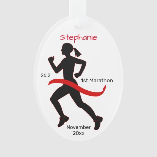 Marathon Woman Keepslag in het rood Ornament (voorkant)