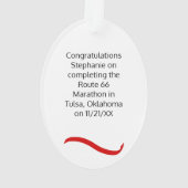 Marathon Woman Keepslag in het rood Ornament (achterkant)